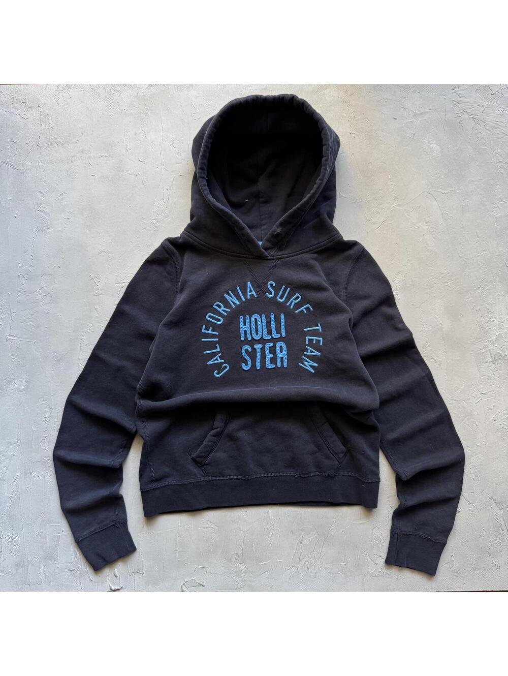 Vintage 2000s Hollister California Surf Team Navy Blue Cropped Hoodie